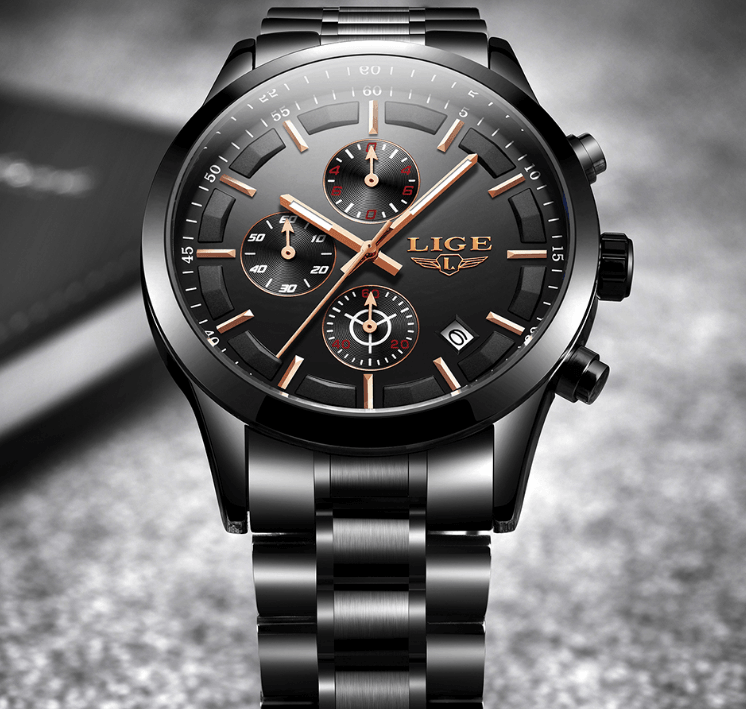 Men's Waterproof Watch With Chronometers And Date Display Unique Design Perfect Gift