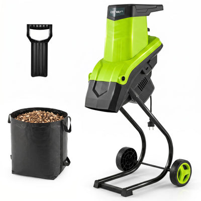 15-Amp Electric Wood Chipper Shredder Mulcher 1.8 Inch Max Cutting Diameter-Green