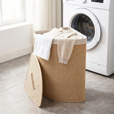15 Gal Capacity Bamboo Laundry Hamper with Removable Liner-Natrual
