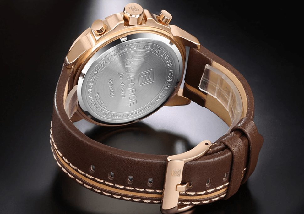 Men's Sports Waterproof Watch With Chronometers And Leather Belt Multifunction Wristwatch Unique Design Perfect Gift