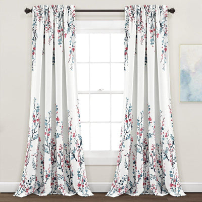 Mirabelle Watercolor Floral Light Filtering Window Curtain Panel Set