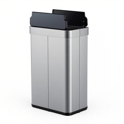 16 Gallon Trash Can with Wing Lids for Bedroom Bathroom Kitchen-Silver