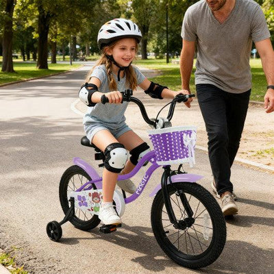 16 Inch Kids Bike with Training Wheels for Aged 4-7 Years Old - Magic Purple