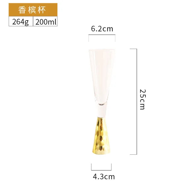 High-end Glass Wine Glasses Golden Wine Glasses Family Party Champagne Glasses Bar Whiskey Cocktail Glasses Martini Glasses