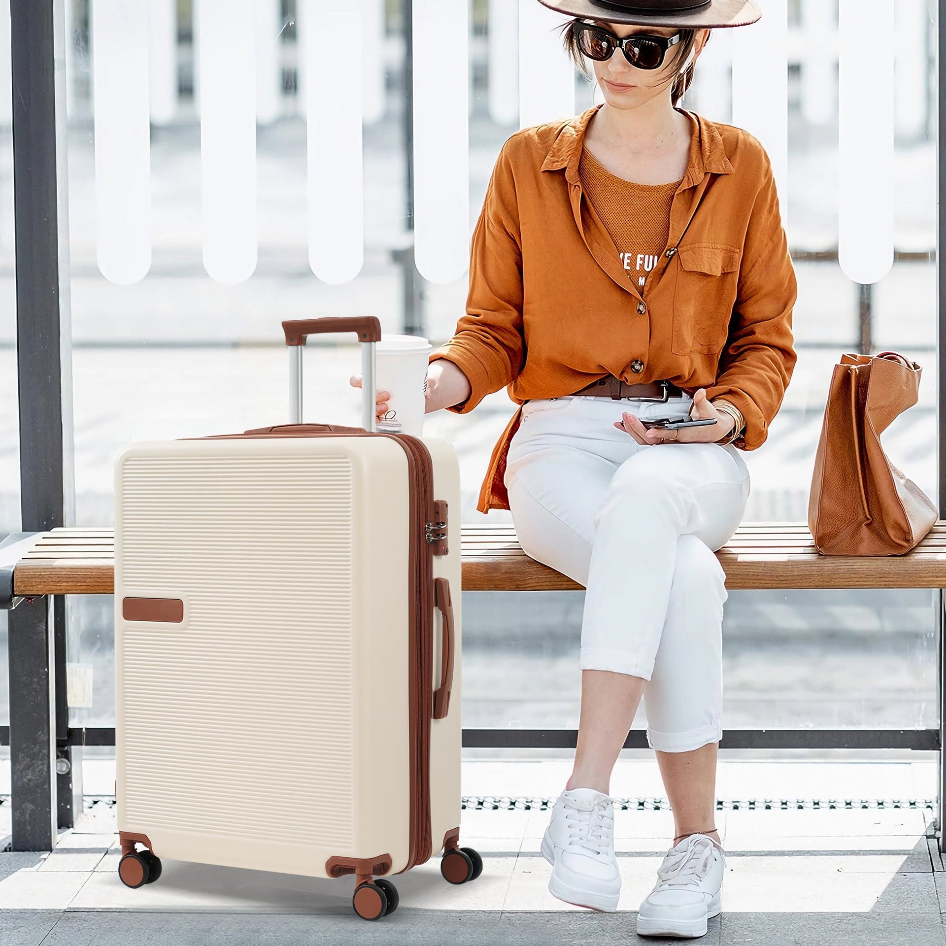 Hardshell Luggage Sets 3 pcs Contrast Color Suitcase with Spinner Wheels and TSA Lock 20' 24' 28' Available
