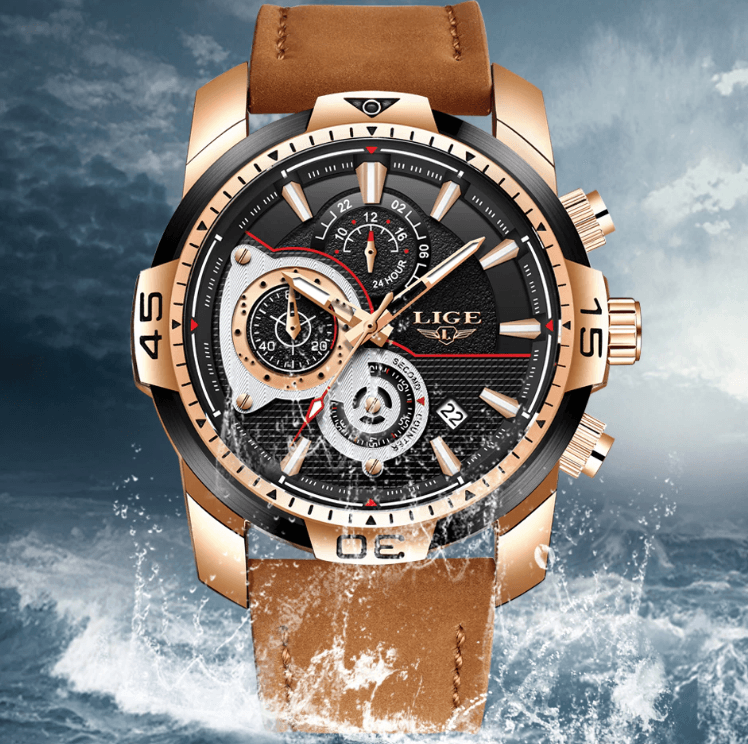 Men's Elegant Waterproof Watch With Leather Straps Business Style Watches Unique Design Perfect Gift For Your Man