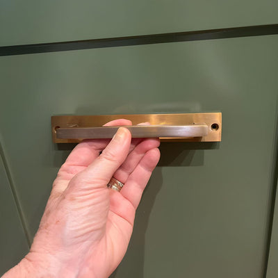 Brass Rectangle Drawer Pulls with Backplate - Antique Brass