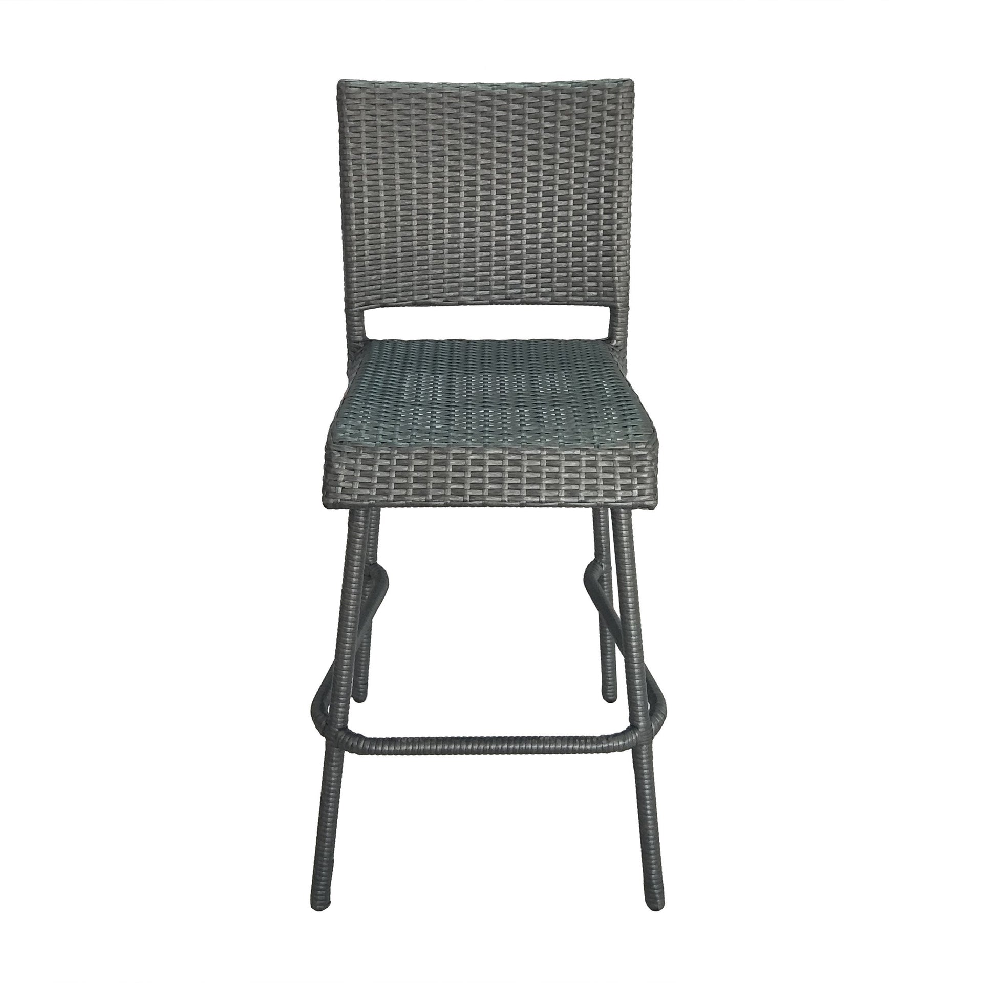 29' Outdoors PE Rattan Armless Barstools, Set of 2, Grey