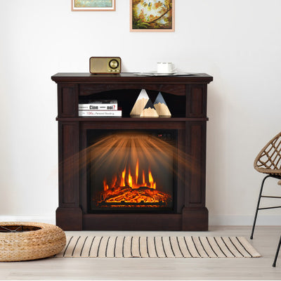 18 Inch 1400W Electric TV Stand Fireplace with Shelf-Natural
