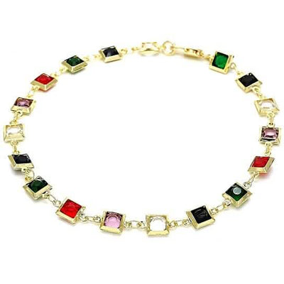 18k Gold Filled High Polish Finish Dark Block Crystal Anklet
