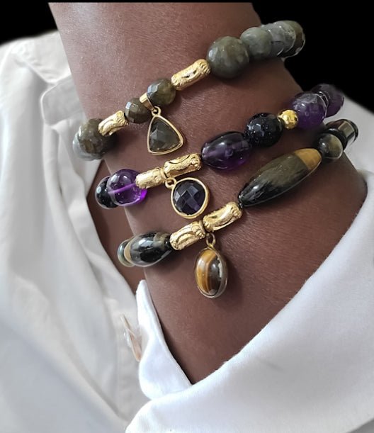 18k gold plated natural tiger bracelet