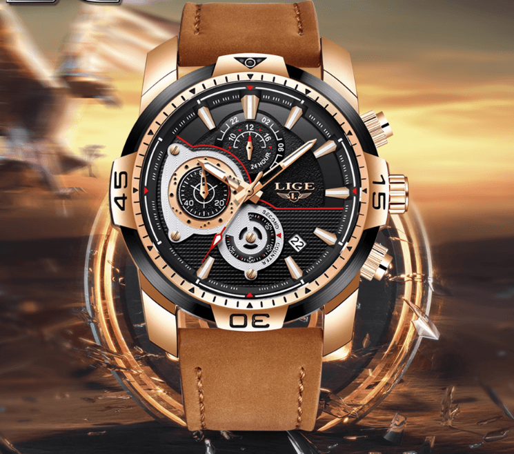 Men's Elegant Waterproof Watch With Leather Straps Business Style Watches Unique Design Perfect Gift For Your Man