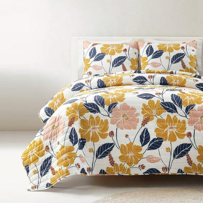 Lucia Abstract Floral Cotton Quilt Set