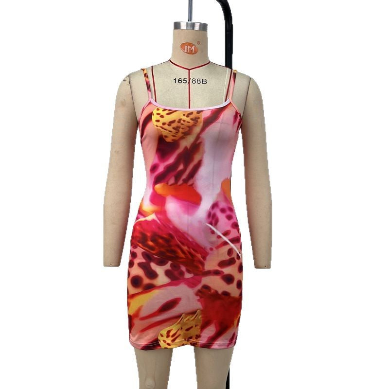 Women's Strapless Printed Sexy Slim Skirt Dress
