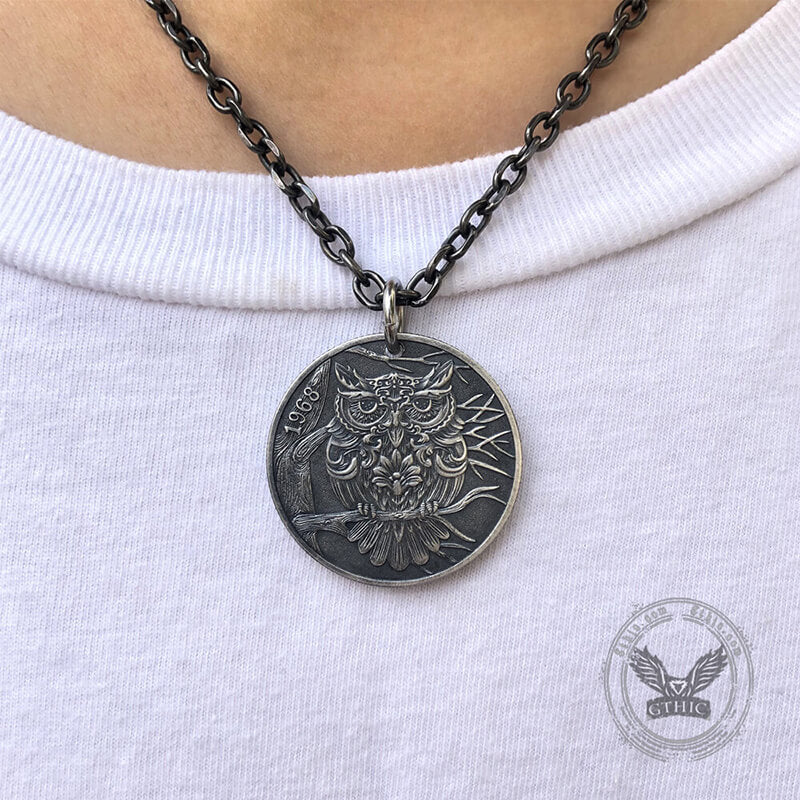 1968 Owl Athena Zinc Alloy Hobo Nickel Pendant