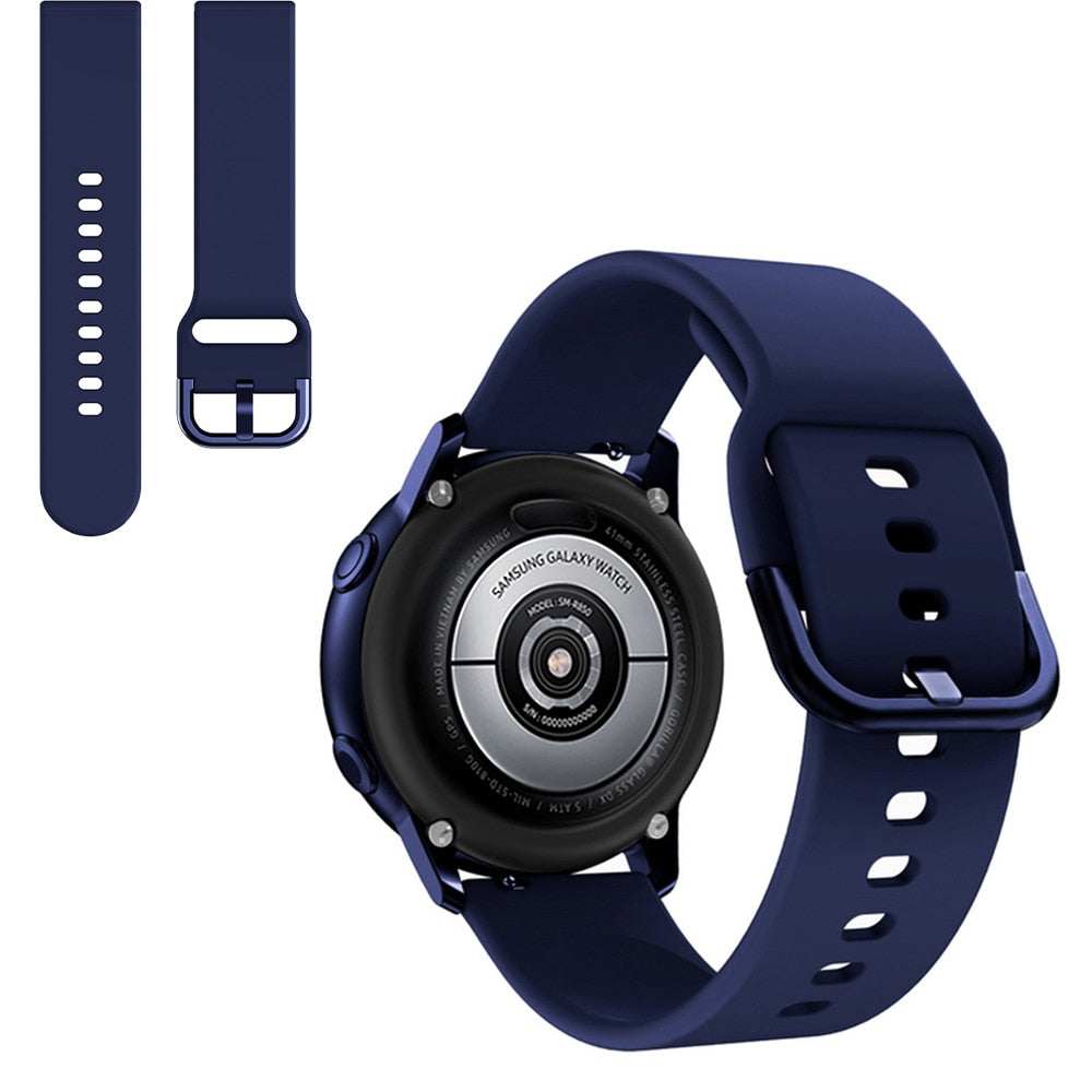 Suitable for Samsung Galaxy Watch Active2 Solid Color Silicone Strap 20/22mm Universal Strap