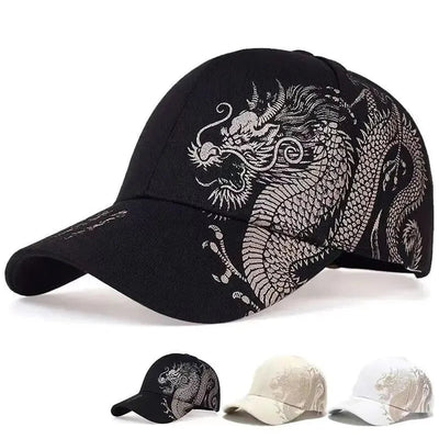Men and women universal new Chinese dragon printing paragraph duck tongue cap pattern neutral wind adjustable baseball cap