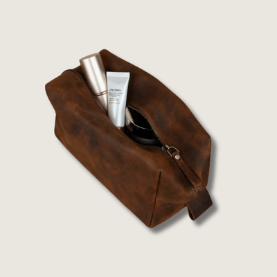 Handmade Leather Makeup Bag - Rich Brown- Minneapolis