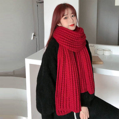 Winter Simple Soft Colorful Knitted Wool Scarf Solid Warm Scarves Lightweight Casual Couple Muffler Striped Elegant Hijab Cashmere Scarf Neck Scarf Christmas Gift For Women