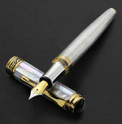 Maestro® 925 Sterling Silver Fountain Pen (Medium Nib) - White Mother of Pearl Cap
