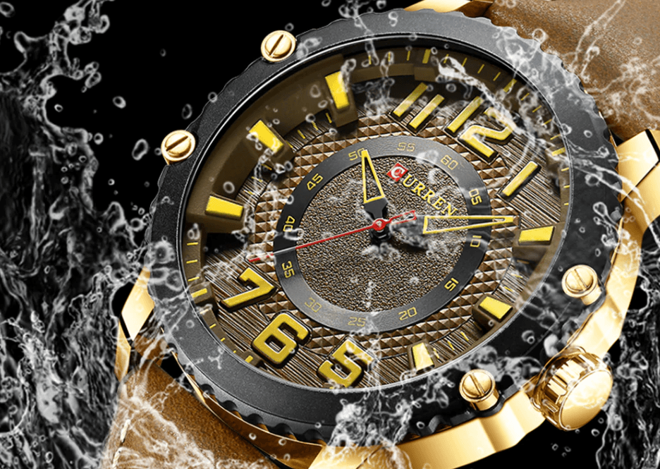 Men's Waterproof Sport Watch With Leather Belts And Large Numbers Details Unique Design Perfect Gift