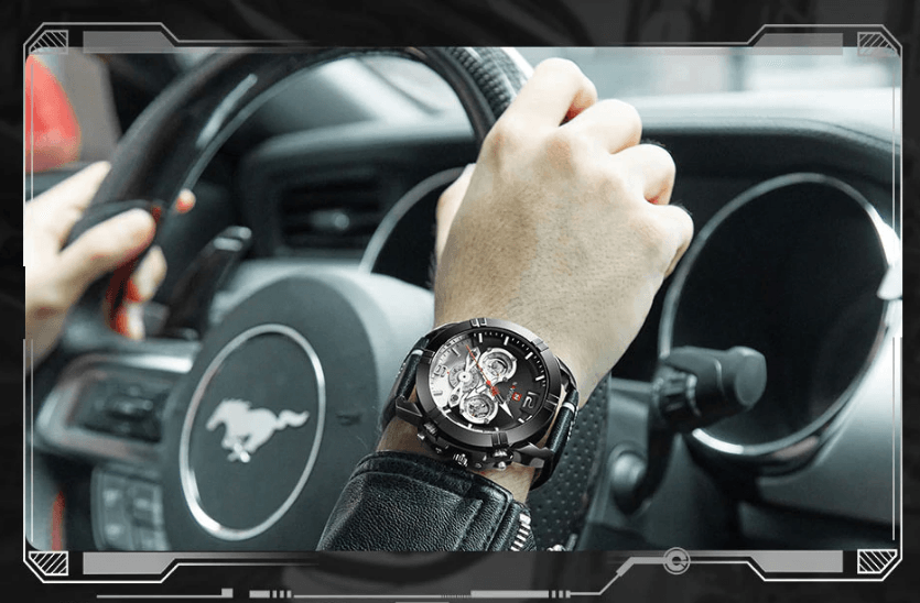 Waterproof Quartz Man Leather Sport Wrist Watch Luxury Unique Design Perfect Gift
