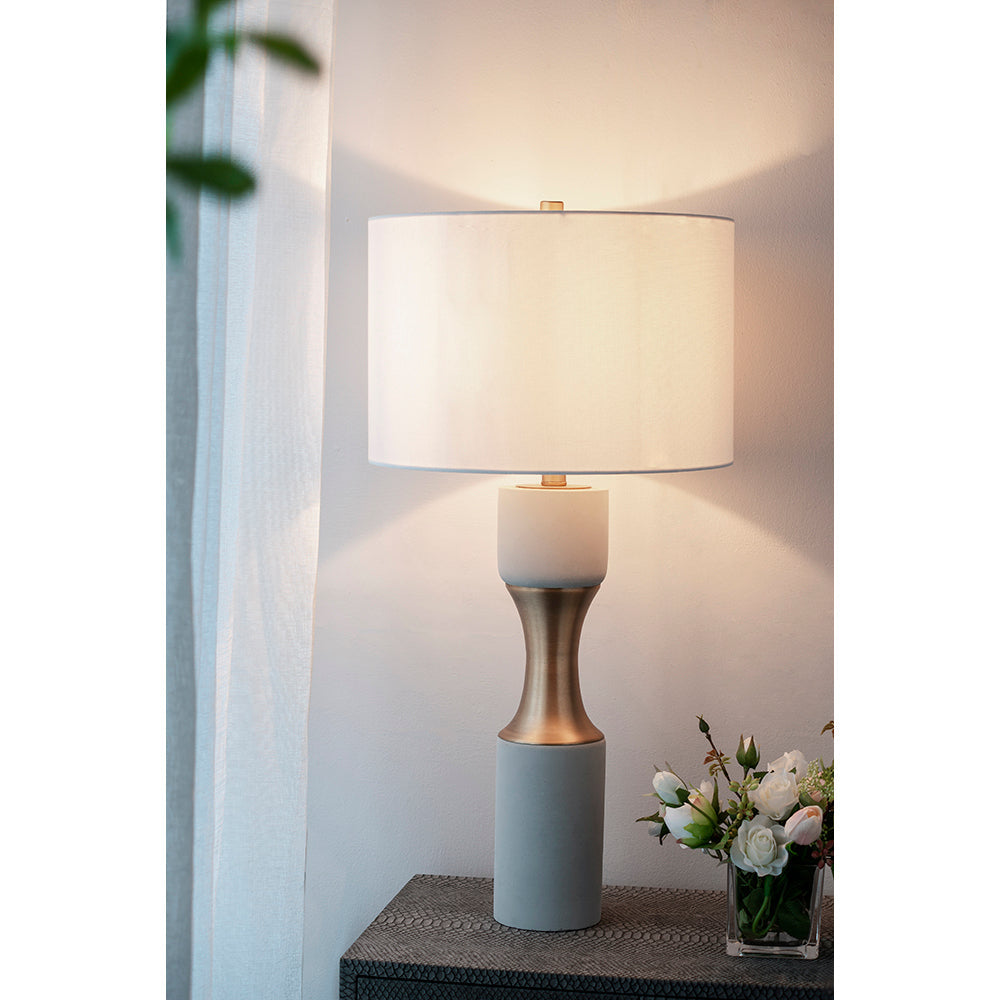 15x15x30' Cement With Metal Table Lamp