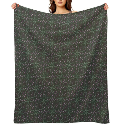 Bloom Vine in Purple And Black Throw Blanket