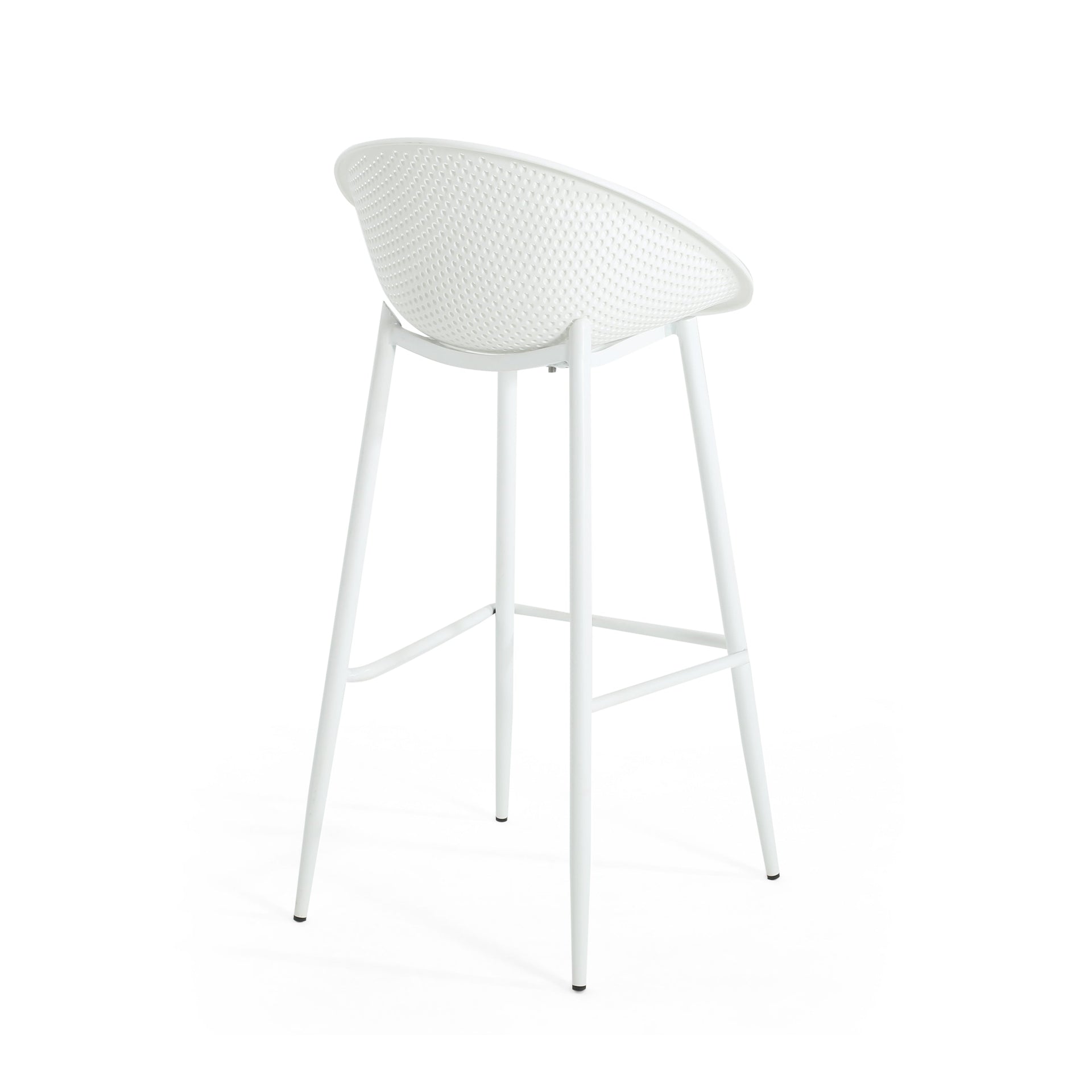 Modern Gable Outdoor Barstool Set of 2 with Weather-Resistant Plastic and Iron in White