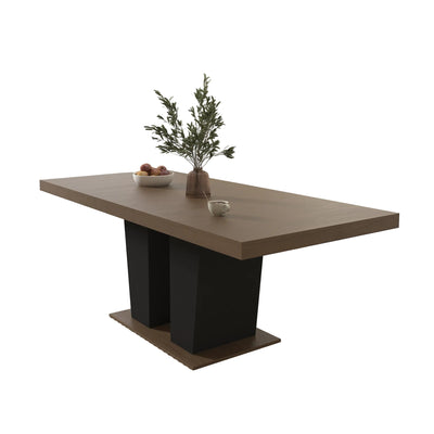 Beige and Brown Extendable Dining Table