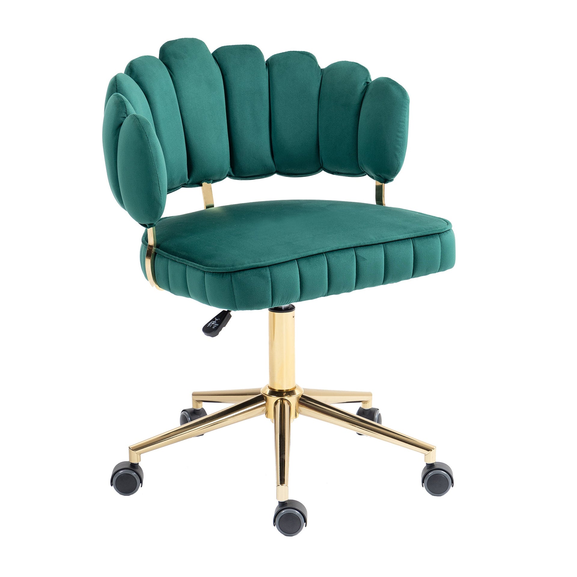 Velvet Home Office Desk Chair, Modern Cute Computer Chair, Wheels Swivel Height Adjustable Swivel Task Chair for Home Office (Emerald Velvet)