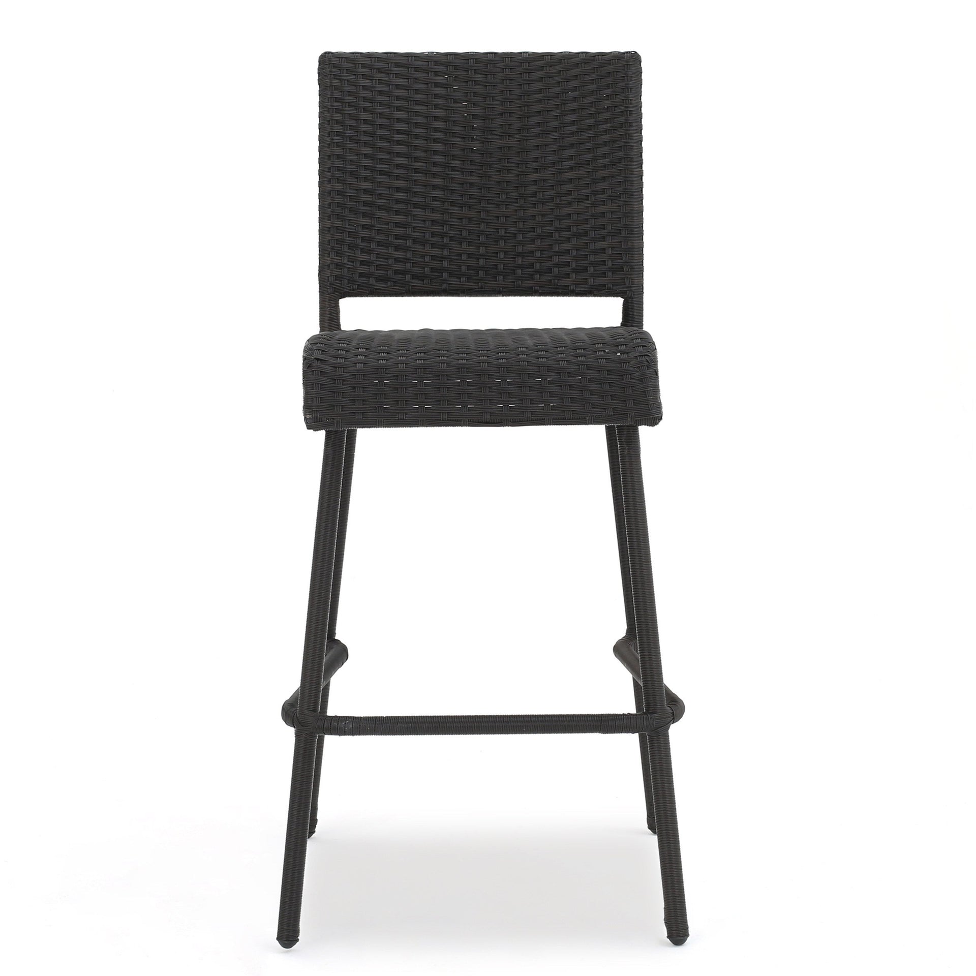 29' Outdoors PE Rattan Armless Barstools, Set of 2, Dark Brown