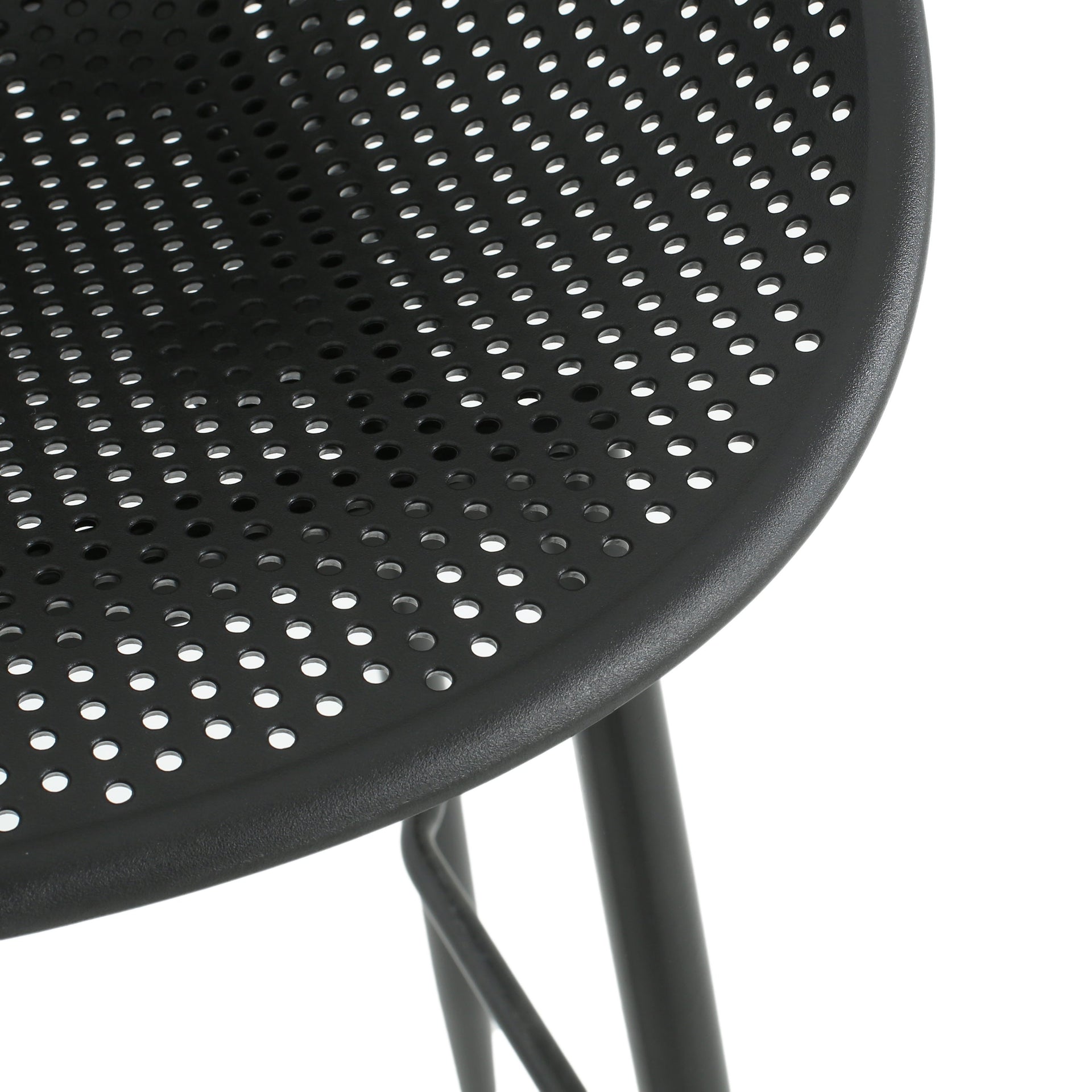 Modern Outdoor Gable Barstool Set of 2 with Weather-Resistant Design in Black Iron and Plastic