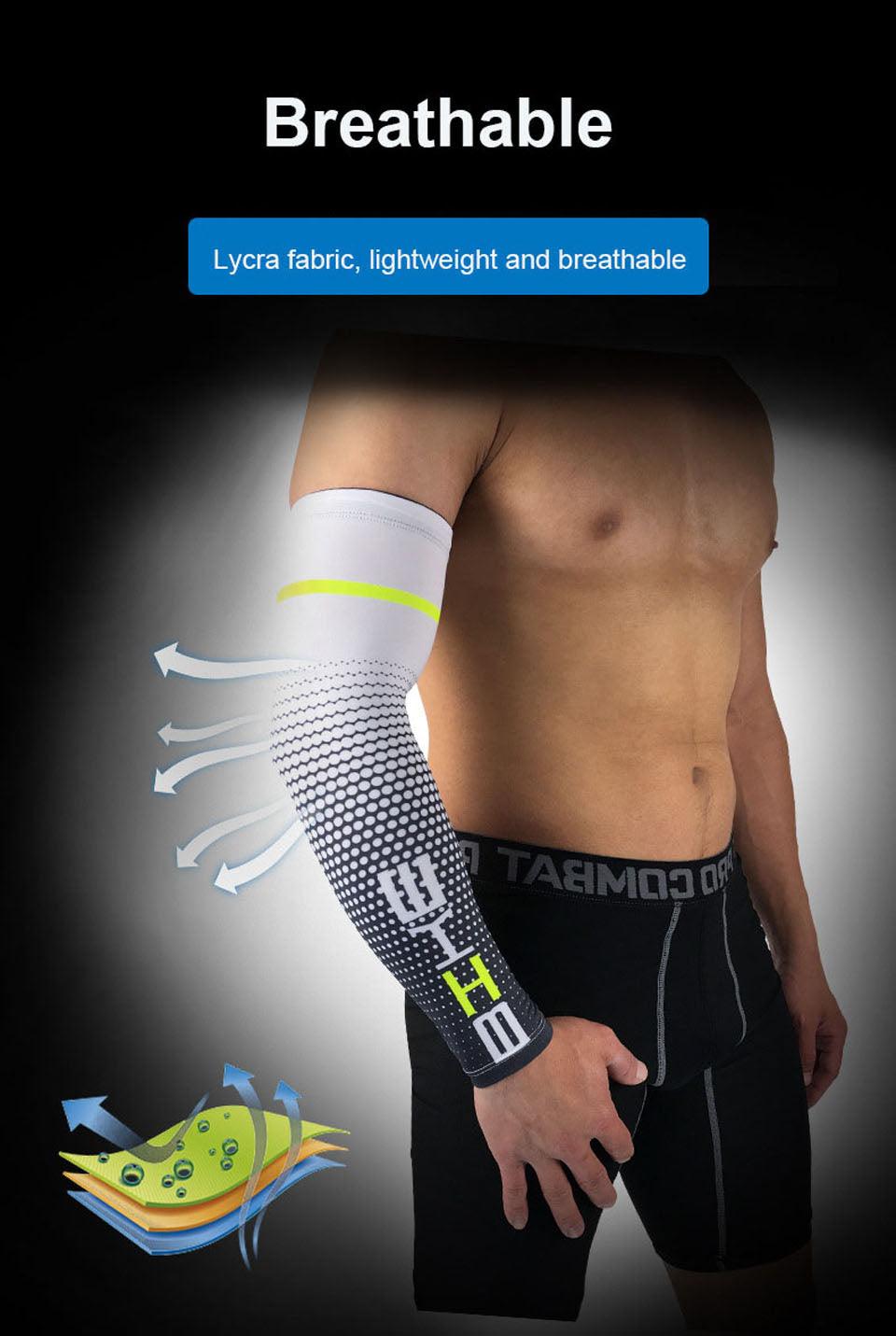 1Pair Cool Men Cycling Running UV Sun Protection Arm Cover Protective Arm Sleeve Bike Sport Arm Warmers Arm Sleeves Hand Sleeves For Biking Cycling Golf Outdoor Sports Outdoor Arm Sleeves Arm Cover For Men