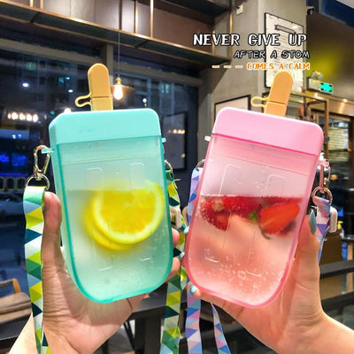 1PC 300ML Cute Straw Cup Water Bottle Outdoor Juice Drinking Water Bottle Suitable for Adult Children with Rope Cute Straw Cup With Rope New Plastic Popsicle Water Bottle Outdoor Transparent Juice Drinking Cup