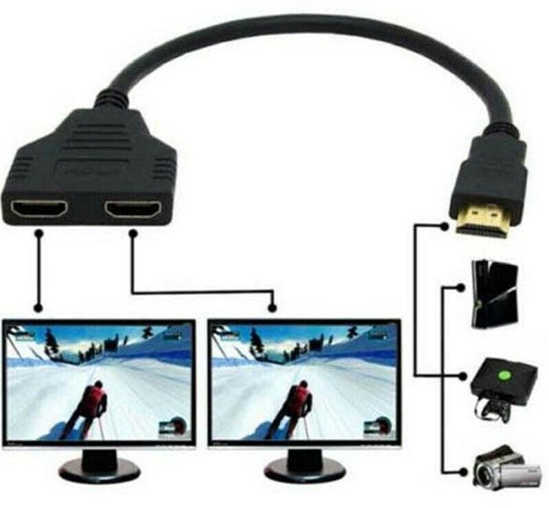 1PC HDMI Splitter 1080P HDMI Male To Double Female Adapter Cable 1 In 2 Out HDMI Converter HDMI Splitter Adapter Cable For HDTV HD LED LCD