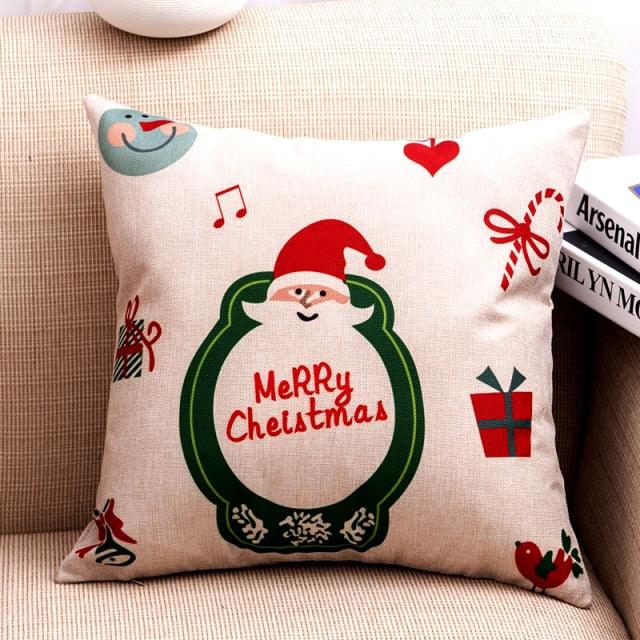 1Pcs Happy New Year Christmas Decorations Pillows Cover Merry Christmas Throw Cushion Covers Tree Reindeer Star Pillow Case For Party Home Decoration 45x45CM