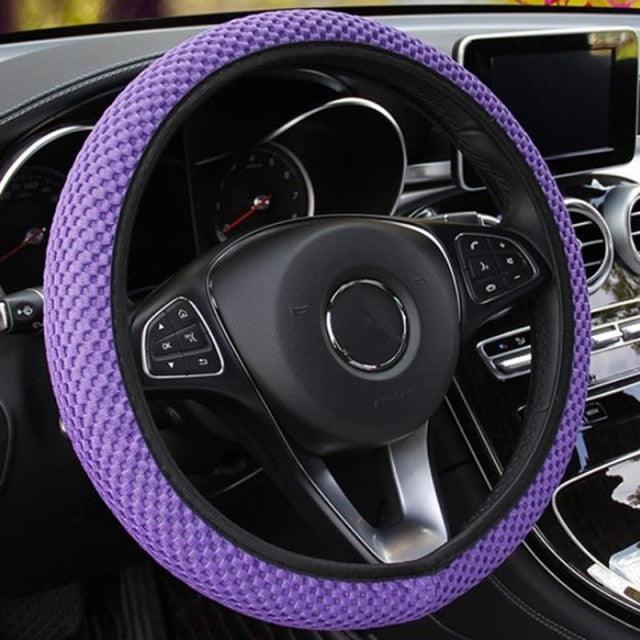1Pcs Ice Silk Steering Wheel Cover Non-Slip Car Wheel Cover Protector Breathable Microfiber Universal For Leather Viscose, Breathable, Anti-Slip Steering Wheel Cover Wear-resistant Anti-slip Car Accessories Black Red Rose Gray Beige Purple
