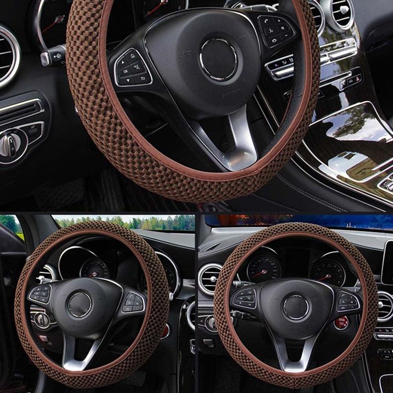 1Pcs Ice Silk Steering Wheel Cover Non-Slip Car Wheel Cover Protector Breathable Microfiber Universal For Leather Viscose, Breathable, Anti-Slip Steering Wheel Cover Wear-resistant Anti-slip Car Accessories Black Red Rose Gray Beige Purple