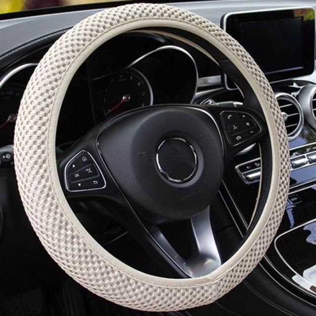 1Pcs Ice Silk Steering Wheel Cover Non-Slip Car Wheel Cover Protector Breathable Microfiber Universal For Leather Viscose, Breathable, Anti-Slip Steering Wheel Cover Wear-resistant Anti-slip Car Accessories Black Red Rose Gray Beige Purple