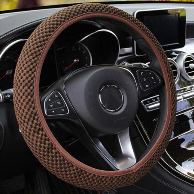 1Pcs Ice Silk Steering Wheel Cover Non-Slip Car Wheel Cover Protector Breathable Microfiber Universal For Leather Viscose, Breathable, Anti-Slip Steering Wheel Cover Wear-resistant Anti-slip Car Accessories Black Red Rose Gray Beige Purple