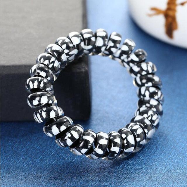 1Pcs Leopard Women Hair Accessories Ladies Telephone Cord Hair Tie Lady Scrunchies Ponytail Hair Female Girl Holder Rope Girls Ponytail Holder Accessories Pack