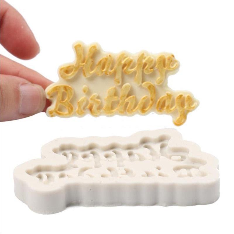 1Pcs Silicone 3D Happy Birthday Shaped Fondant Chocolate Molds Letter Chocolate Fondant Cake Decorating Tools Mould Happy Birthday Silicone Molds Letter Silicone Molds Happy Birthday Cake Molds Chocolate Mold Candy Fondant Mold Cake Decoration
