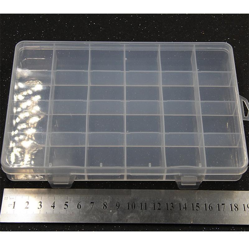 1pcs Square Transparent Plastic Storage Box Case 10/24 Slot Adjustable for Jewelry Beads Earring Case Organizer Plastic Pearl Container for Jewelry and Other Cosmetic Products