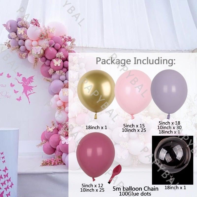 1Set Purple Pink Luxury Balloons For Birthday Wedding Party Decorations Baby Shower Decorations For Girl