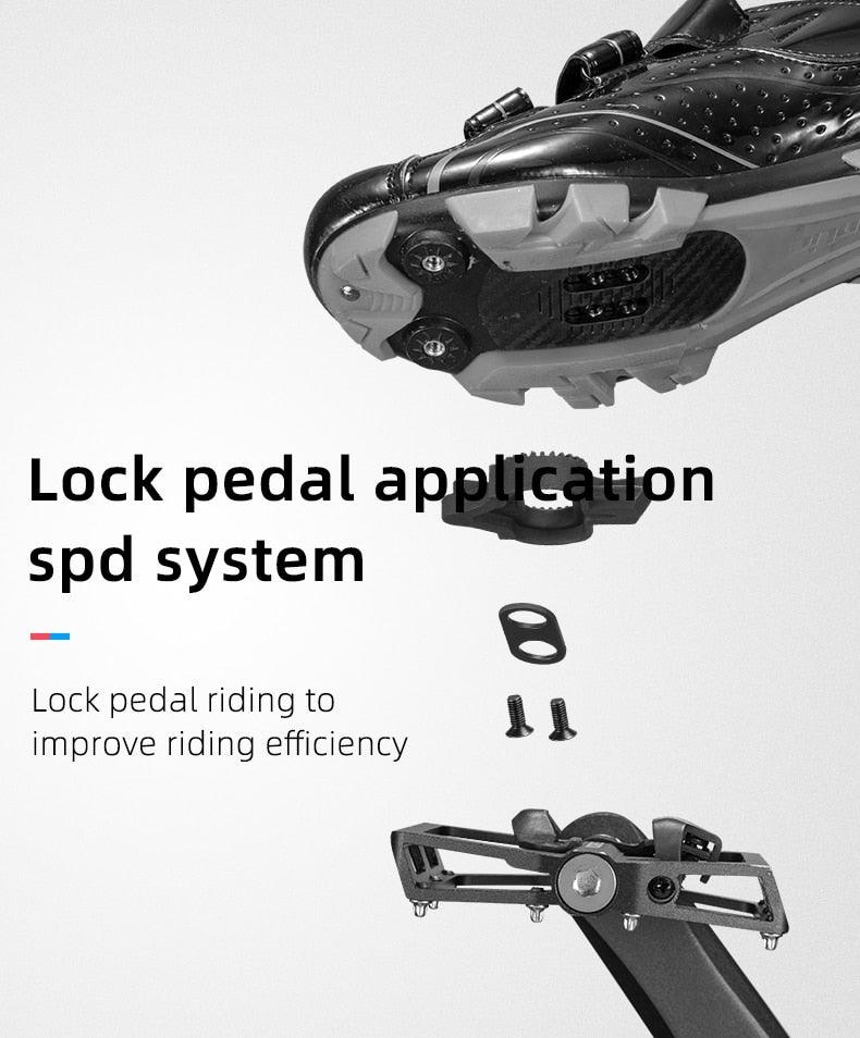 2 In 1 Bicycle Lock Pedal With Free Cleat For Road Bikes Aluminum Anti-Slip Sealed Bearing Lock Accessories Mountain Bike Pedals Bicycle Flat Platform Compatible With Mountain Bike Dual Function Sealed Clipless Aluminum 9/16