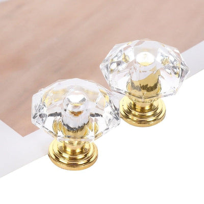 2 pcs Crystal Knobs Cupboard Drawer Pull Handle Door Knob Diamond Shape Cabinet Knob Home Furniture Accessories Dresser Knobs For Kitchen Furniture Kids Room Cabinet Knobs