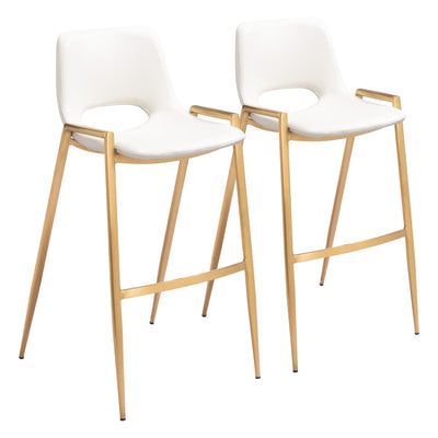 Desi Barstool (Set of 2) White & Gold