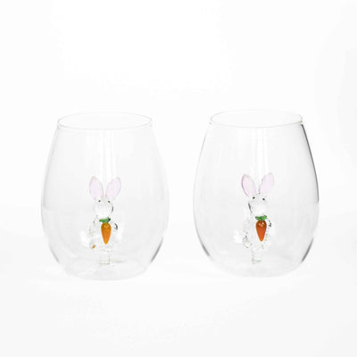 3D Easter Bunny Stemless Wine Glasses