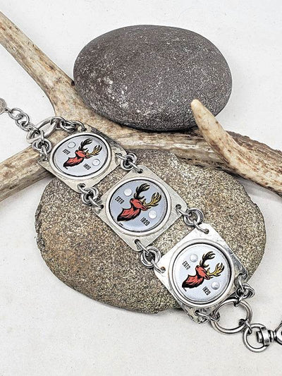 Vintage Buck Head Bottle Cap SILVER Bracelet